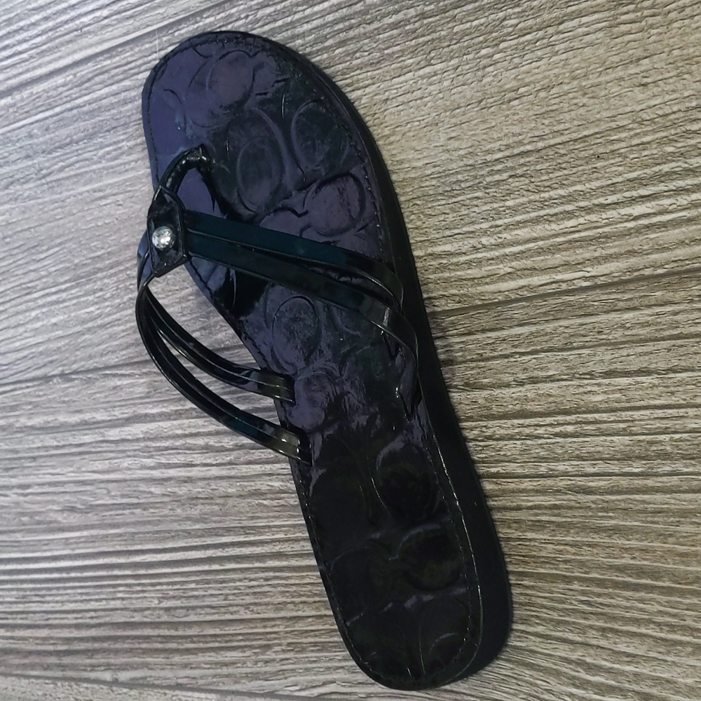 Coach Signature Logo Black Flip Flops 6